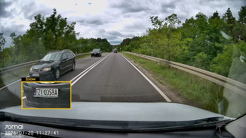 skuteczność nagrań kamery samochodowej 70mai m310 plus 2k
